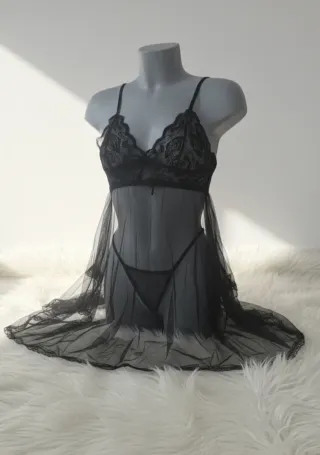 Conjunto Lenceria Negro Talla S/M