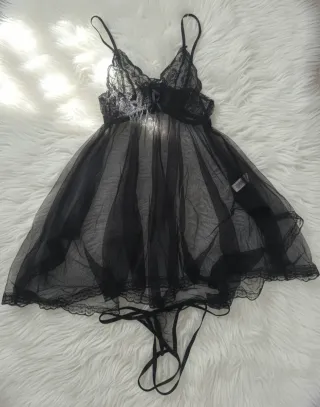 Conjunto Lenceria Negro Talla S/M