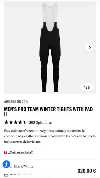 Culotte Rapha pro team Invierno M Negro