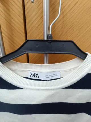 Chaleco Zara Rayas Blanco y Negro Talla S