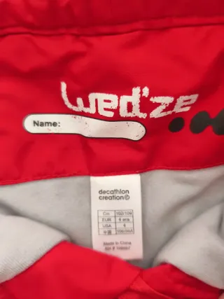 Pantalón de esquí para niño o niña rojo