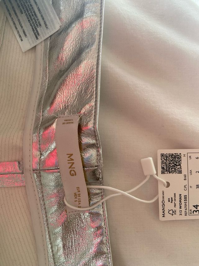 Pantalón Mango Plateado Talla 34