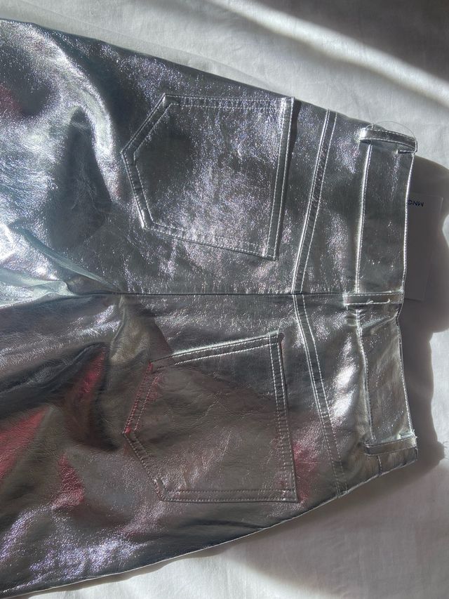 Pantalón Mango Plateado Talla 34