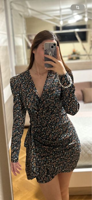 Vestido manga larga talla S fiesta casi nuevo