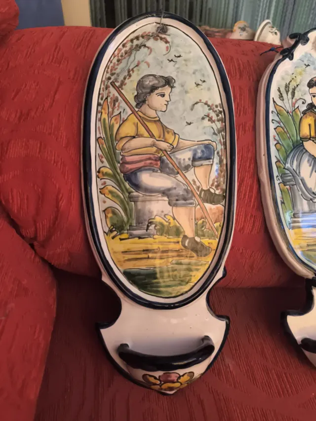 Pareja Benditeras Cerámica Pintada