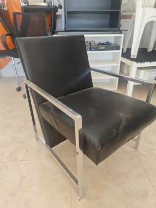 Sillón sala de espera negro y plata