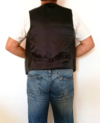 Chaleco de cuero auténtico y raso Talla XS