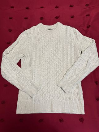 Jersey Selected beige trenzado hombre