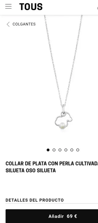 Collar Tous Plata Perla Cultivada Oso