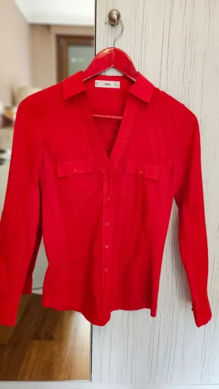 Camisa Mango Roja Manga Larga