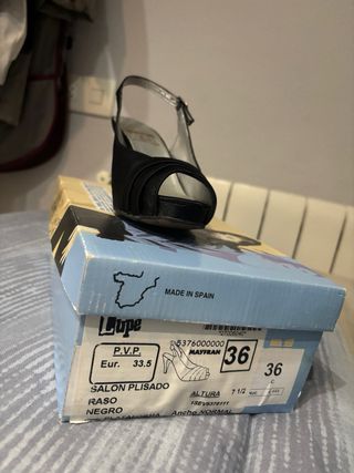 Sandalias LOUPE Tacon Plisadas Negras Talla 36