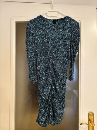 Vestido midi Zara flores azul M