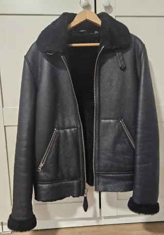 Bombardier Schott Negra cuero oveja