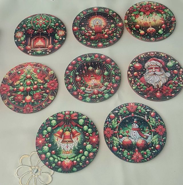 8 Posavasos Madera Navidad