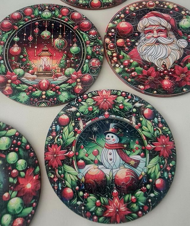 8 Posavasos Madera Navidad