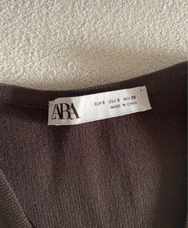 Chaleco Zara Mujer Marrón Botones Dorados