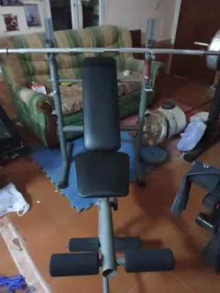 Banco musculación con barra 1,80