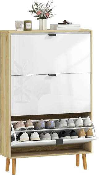 Scarpiera Salvaspazio Slim con 3 Ante a Ribalta, S