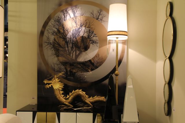 Scultura Drago Dorato in Metallo