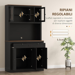Credenza Cucina con Armadietti, 2 Cassetti e Piano