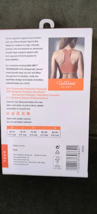 MAX DRY Sujetador Deportivo Talla M Naranja