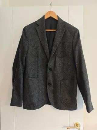 Americana lana espiga gris Mango Hombre