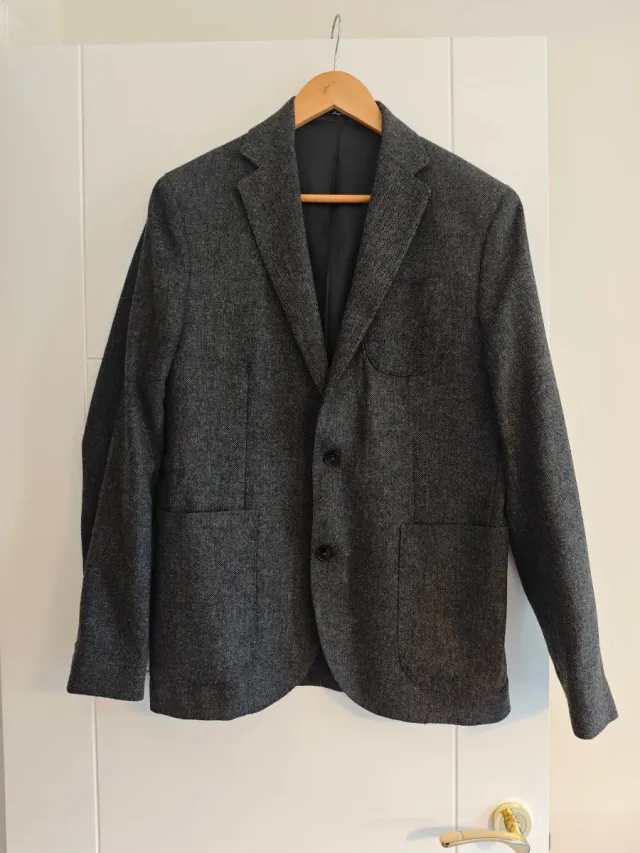 Americana lana espiga gris Mango Hombre