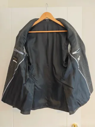 Americana lana espiga gris Mango Hombre