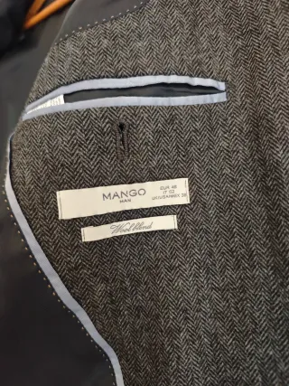 Americana lana espiga gris Mango Hombre