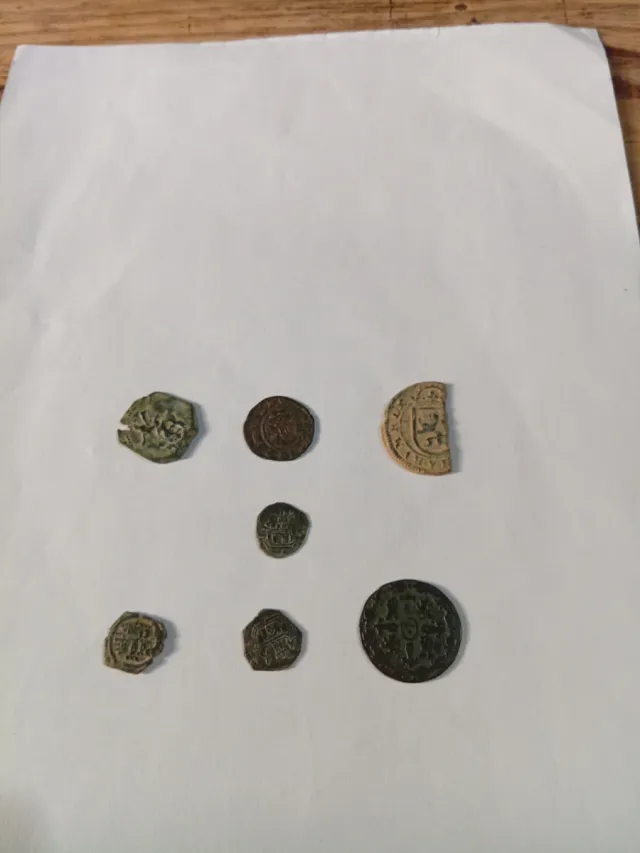Lote 7 monedas antiguas medievales