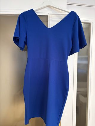 Vestido midi azul cruzado
