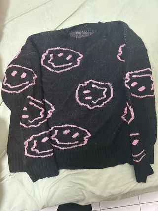 Jersey SHEIN Smiley Negro Rosa Talla M