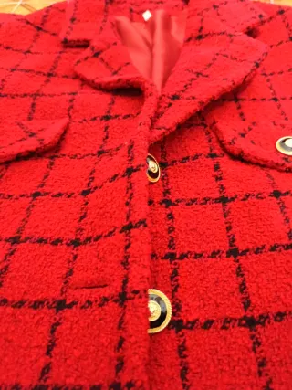 Chaqueta cuadros roja burdeos