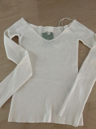 Camiseta canalé manga larga cruda