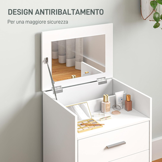 Tavolo da Trucco in Legno con Specchio Ribaltabile