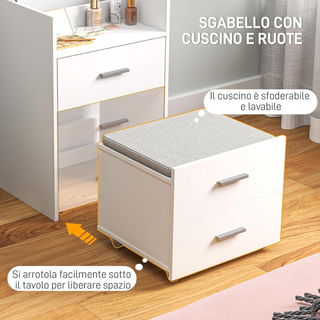 Tavolo da Trucco in Legno con Specchio Ribaltabile