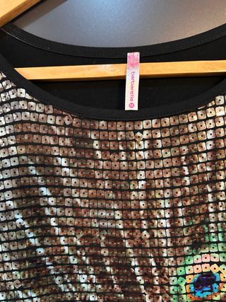 Vestido lentejuelas pavo real