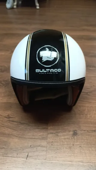 Casco Bultaco Negro y Blanco