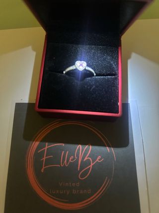 Anello cuore rosa e argento