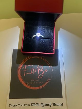 Anello cuore rosa e argento