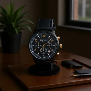 Reloj SKYLINE Clásico Hombre Negro y Dorado