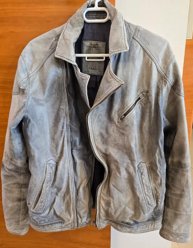 Chaqueta Cuero Gris Mango Talla M