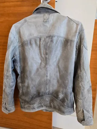 Chaqueta Cuero Gris Mango Talla M