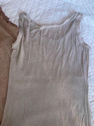 2 Camisetas tirantes S (marrón y lentejuelas )
