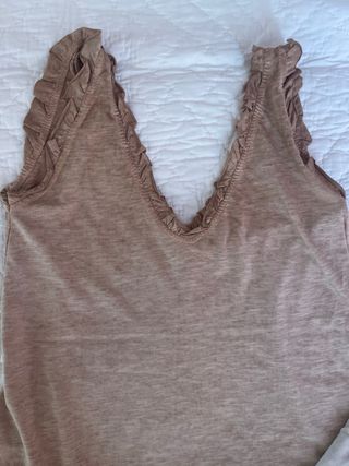 2 Camisetas tirantes S (marrón y lentejuelas )