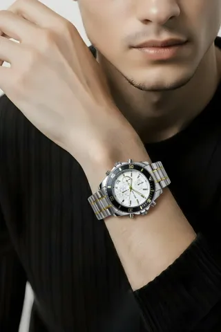 Reloj Acero Hombre Oro Plata