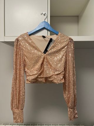 Top lentejuelas manga larga