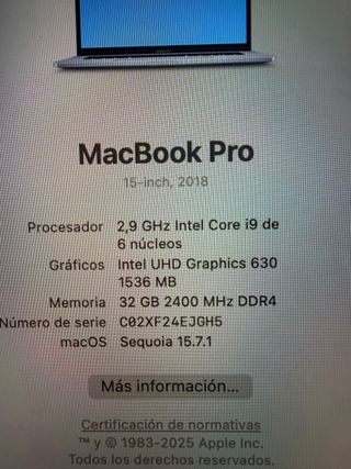 MacBook Pro 15” 2018 i9 32GB RAM 500GB SSD