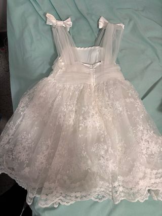 Vestido blanco niña encaje y tul