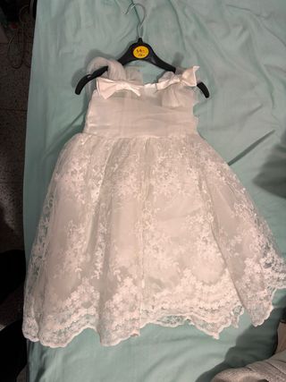 Vestido blanco niña encaje y tul